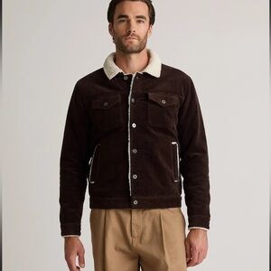 QUINCE Organic Stretch Corduroy Sherpa-Lined Trucker Jacket Espresso Size M NEW
